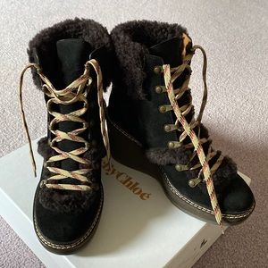 NWT See by Chloe Sheepskin Shearling Boots